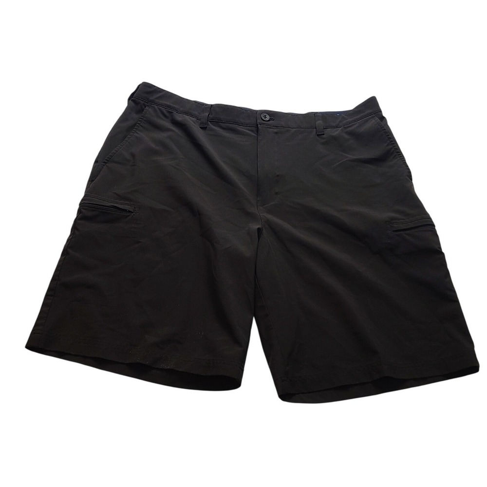 IZOD Golf Men's Performance Shorts‎ Black Flat Front Size 40 Zipper Pocket